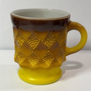 Vintage Anchor Hocking Fire-King Kimberly Mug | Amber Ombre Yellow Brown Milk